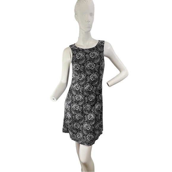𝅺PJLA Black and White Floral sleeveless Textured Mini Dress Woman’s Size Medium - Picture 1 of 11